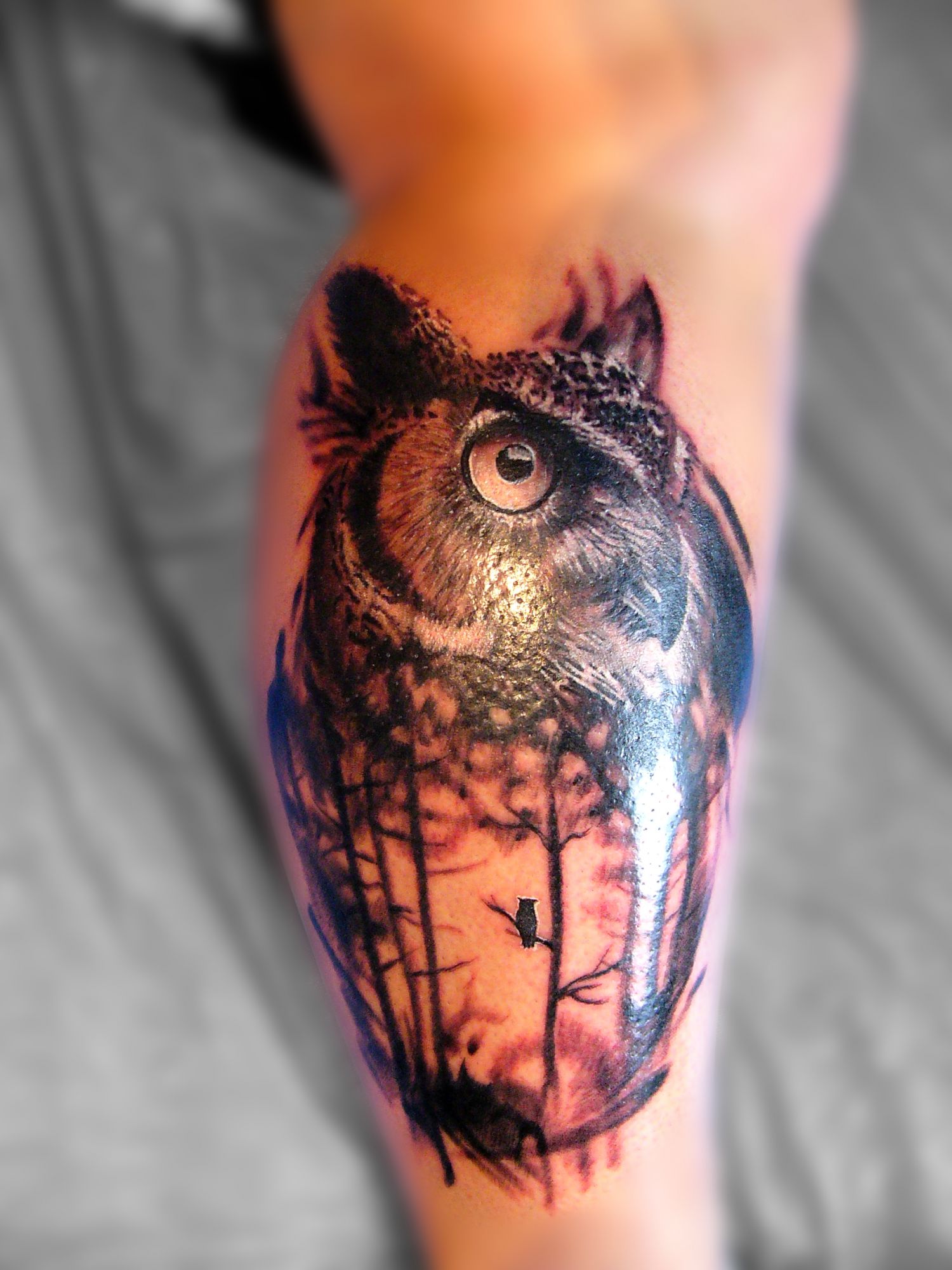 Állat tetoválás, Fekete fehér tetoválás, Realisztikus tetoválás, Vádli tetoválás