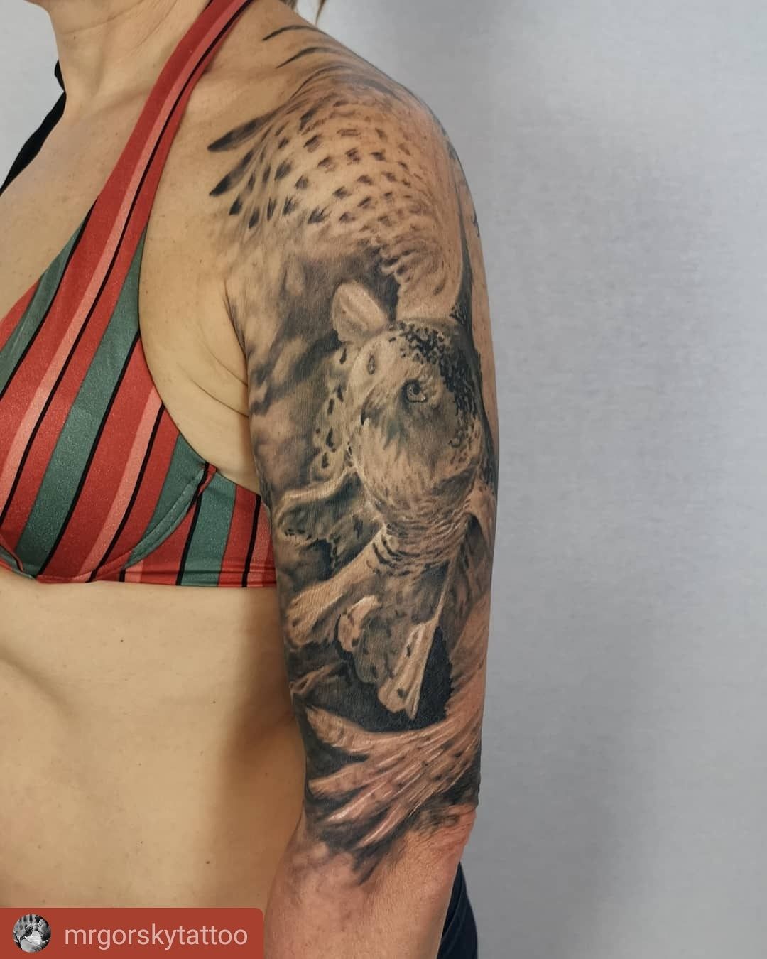 Állat tetoválás, Fantázia tetoválás, Fekete fehér tetoválás, Felkar tetoválás, Madár tetoválás, Realisztikus tetoválás, Szimbólumok, Váll tetoválás