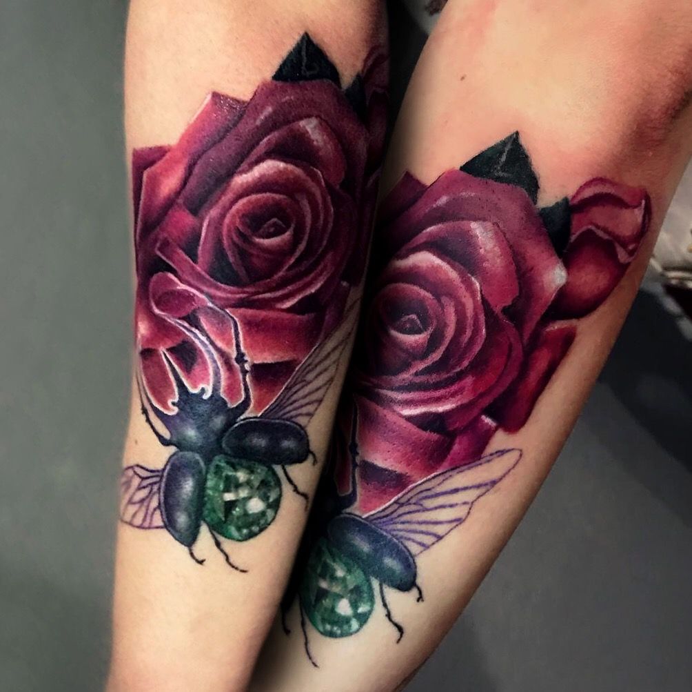 Alkar tetoválás, Realisztikus tetoválás, Színes tetoválás, Virág tetoválás