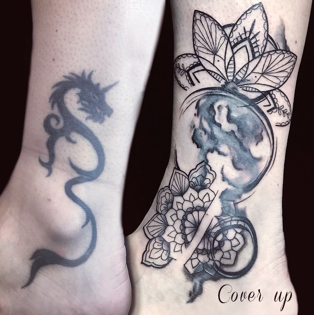 Boka tetoválás, Dotwork tetoválás, Fekete fehér tetoválás, Felújított tetoválások, Virág tetoválás