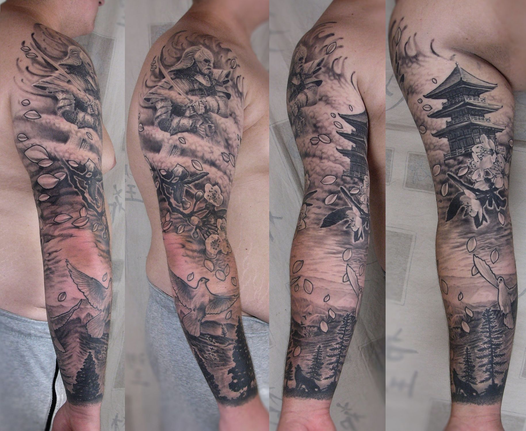 Alkar tetoválás, Fantázia tetoválás, Fekete fehér tetoválás, Felkar tetoválás, Madár tetoválás, Orientális tetoválás, Realisztikus tetoválás, Teljes kar tetoválás